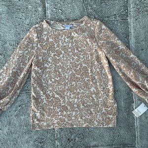 Ophelia Roe Women Sweat Shirt Top Blouse Nude Polyester Long Sleeve Size S